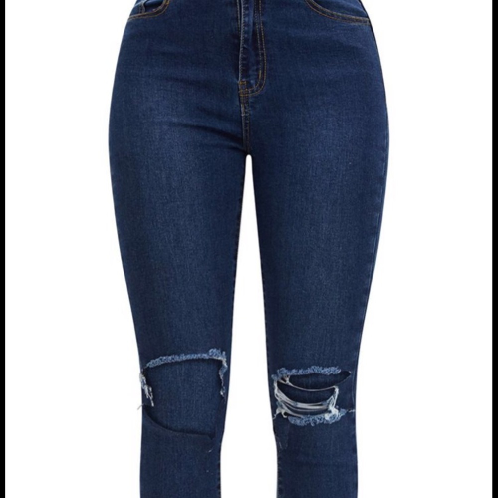 Prettylittlething high waist distress skinny jeans - Picture 3 of 8